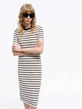 Round Neck Striped Dress Scandi Light