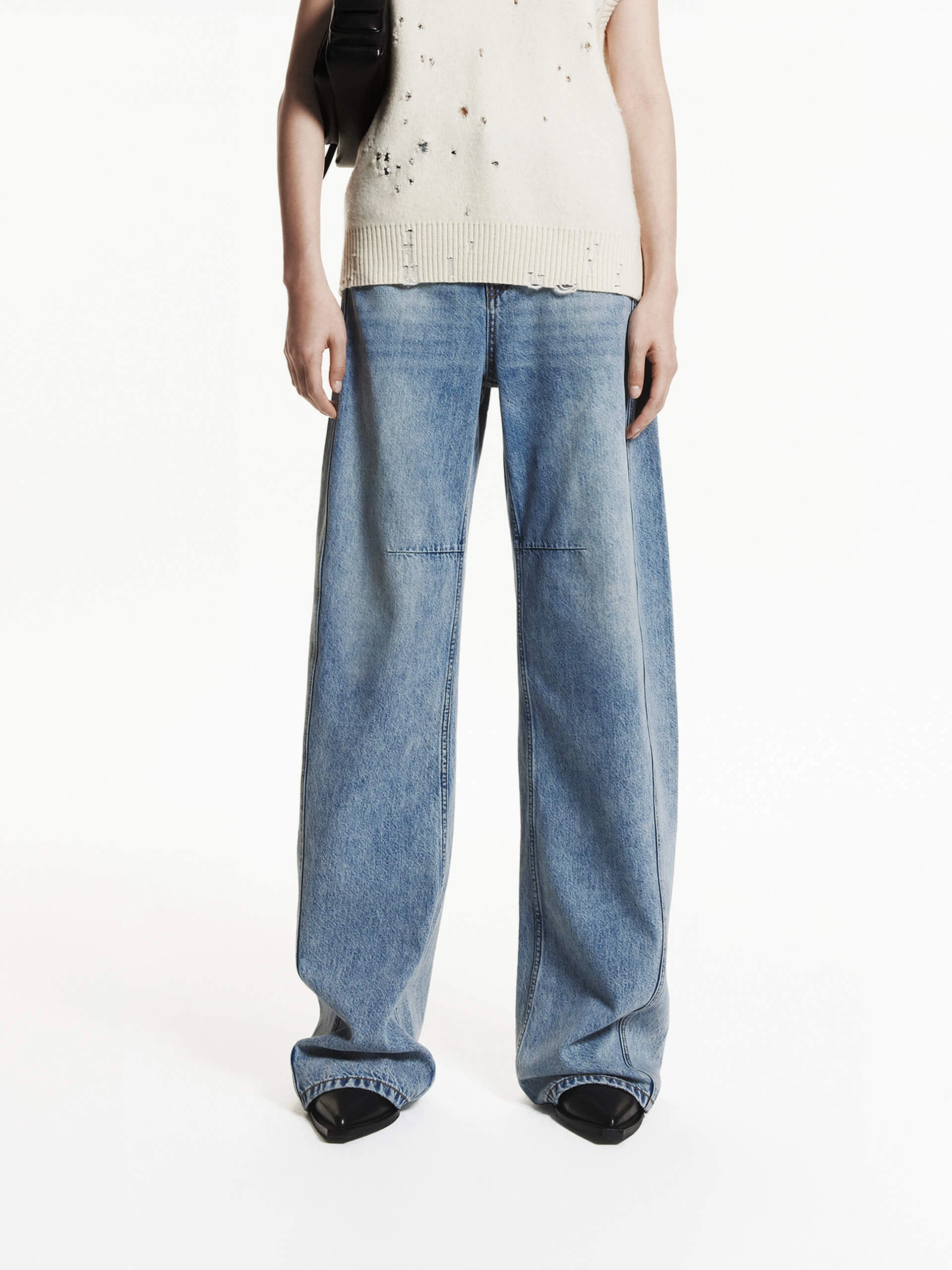 Vintage Barrel leg Jeans Laser Cut Edges Sunny Vibes Vibrant Relaxed Style
