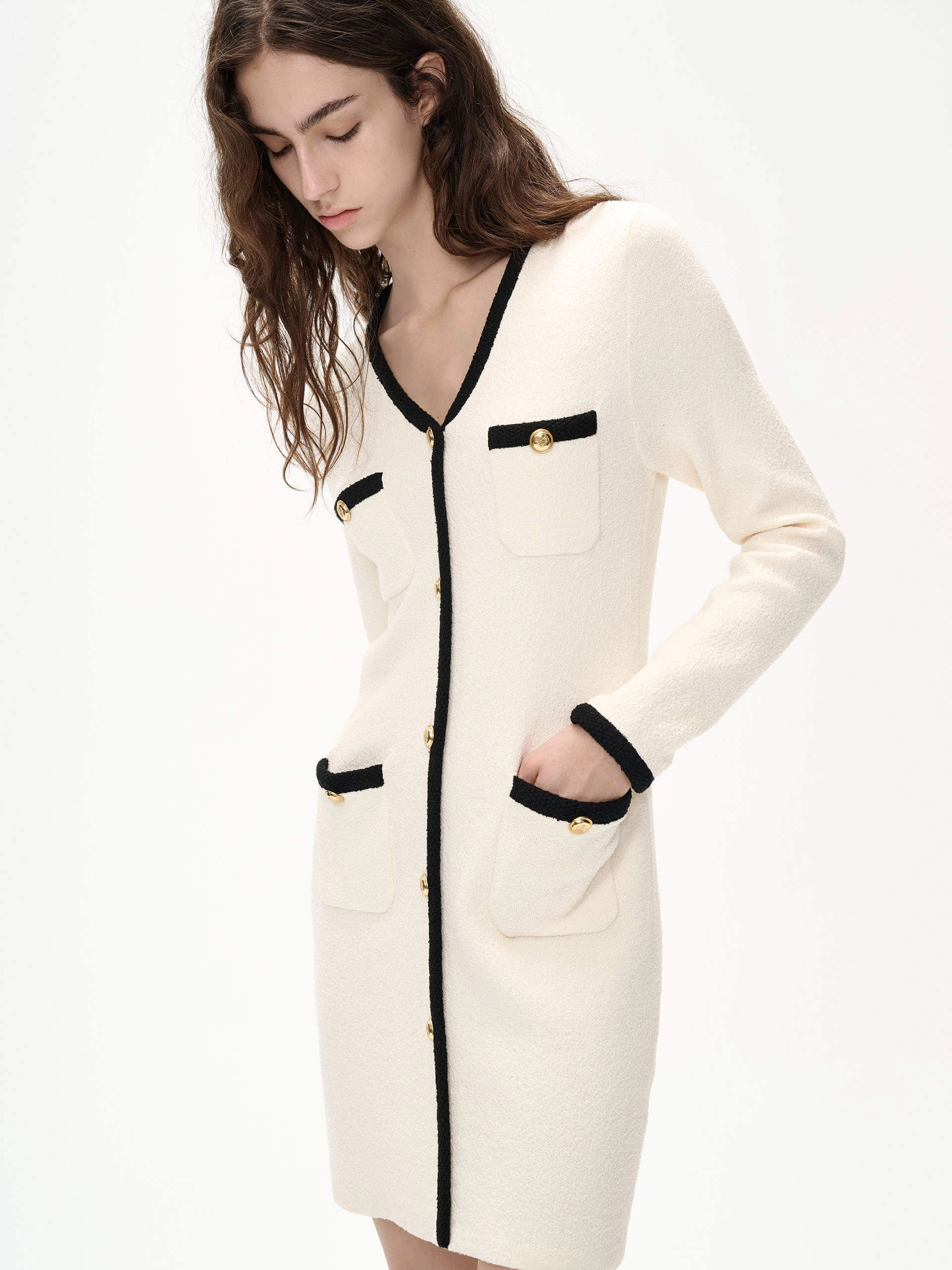 Soft Movement Spring Garden Contrast Details Knit Dress