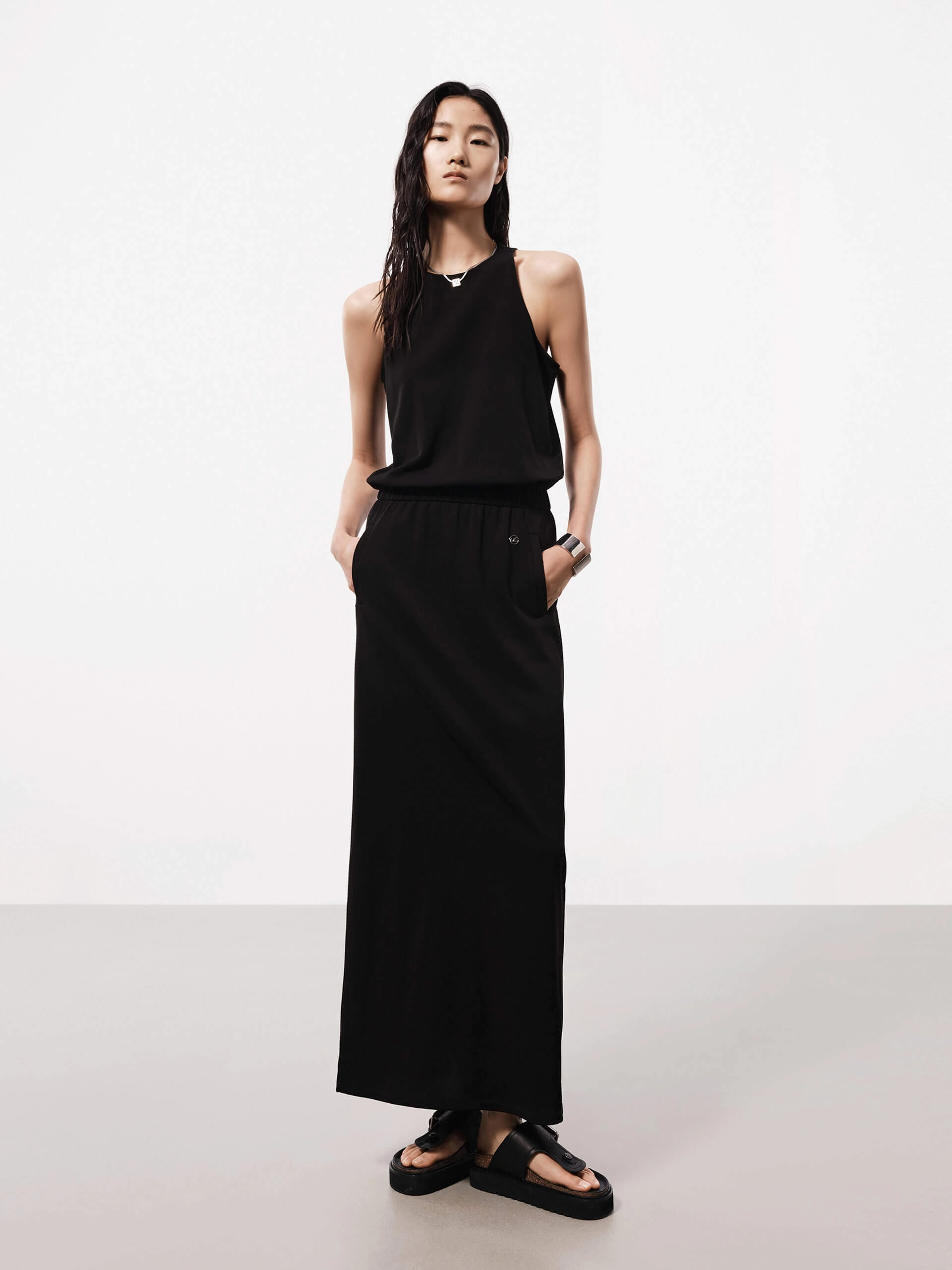 Light Drape Perfect Day-to-Night Maxi Back Slit Dress