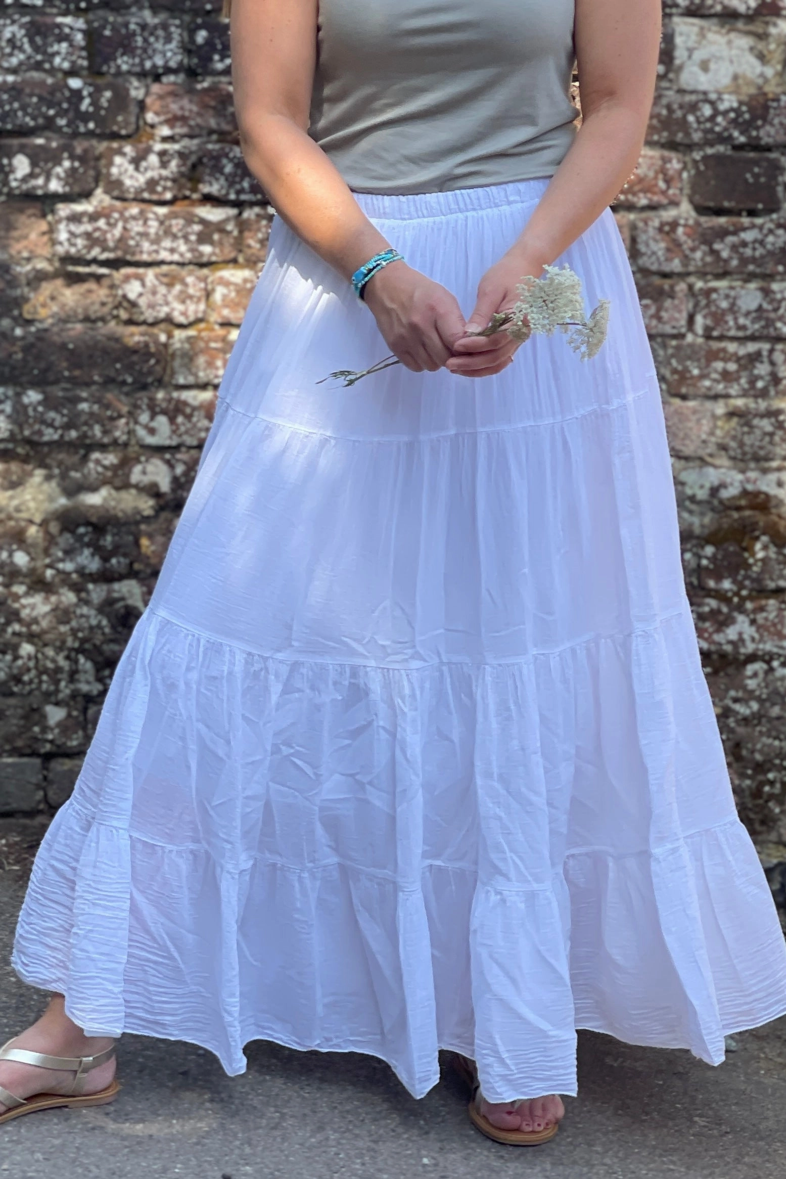 Boho Tiered Cotton Maxi Skirt Wool blend Polished Touch