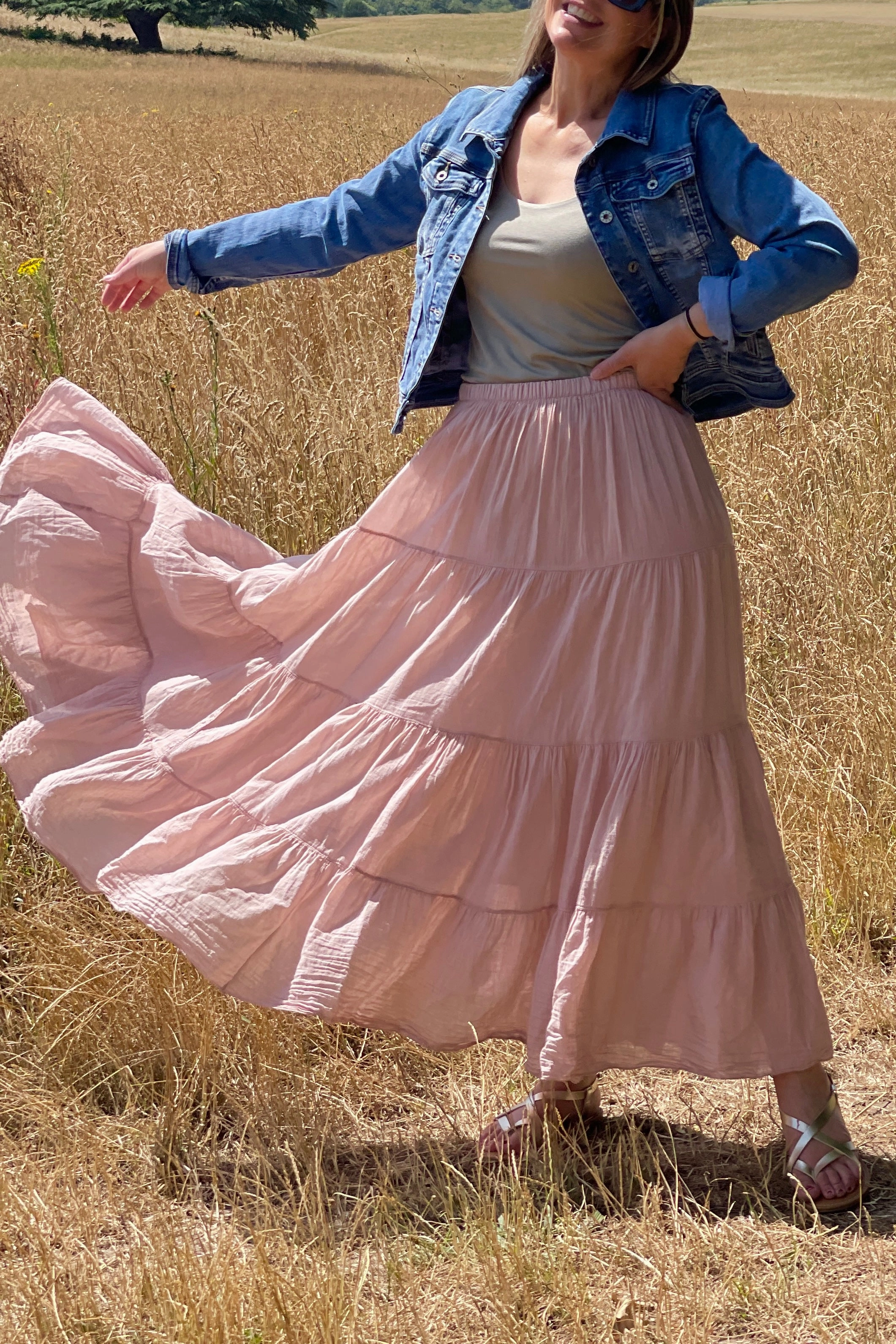 Boho Tiered Cotton Maxi Skirt Sleek Vibe Family Celebration