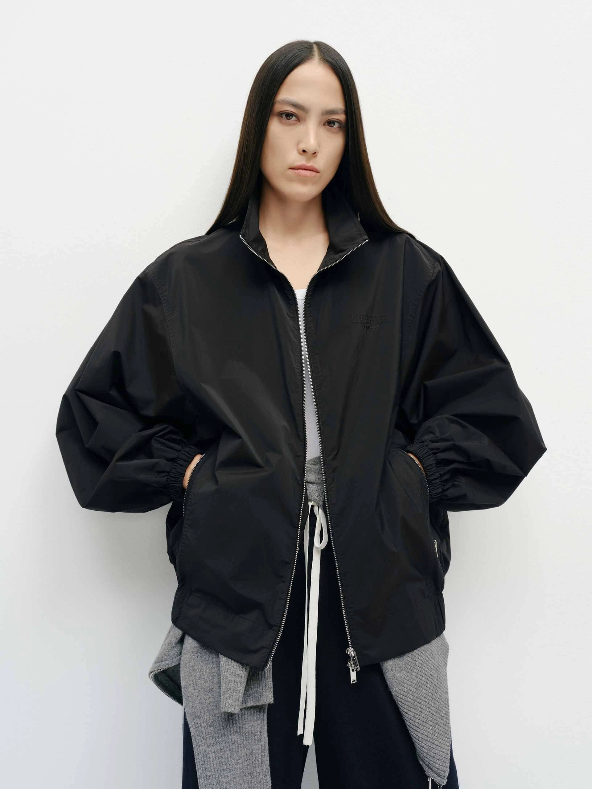 Volume Sleeve Zipper Coat MultiPocketStyle