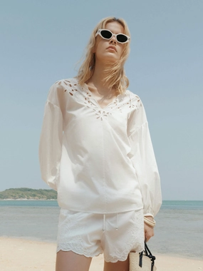 Volume Sleeves Cotton Blouse Vintage Hoodie