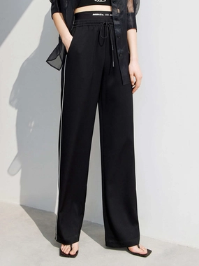 HiddenPockets Waistbands Drawstring Straight Pants