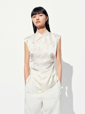 Waisted Stand Collar Blouse Reversible Layering Tech AbrasionResistantEdging