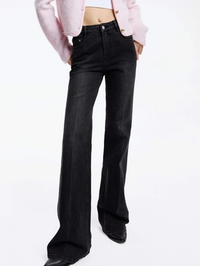 Black Straight Leg Jeans Universal Look