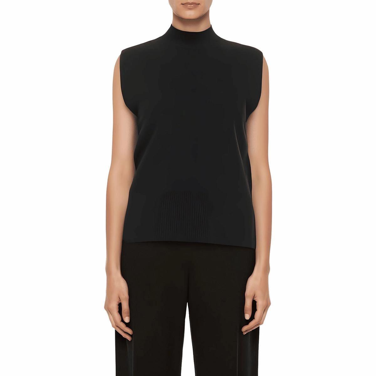 Womens Ribbed Trim  Knit Mock Turtleneck Sweater Modern Knit
