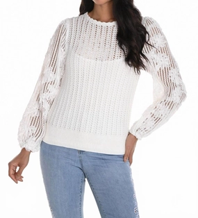 Odor Resistant Knitwear Luxury Knit Long Sleeve Knit Sweater Top In White