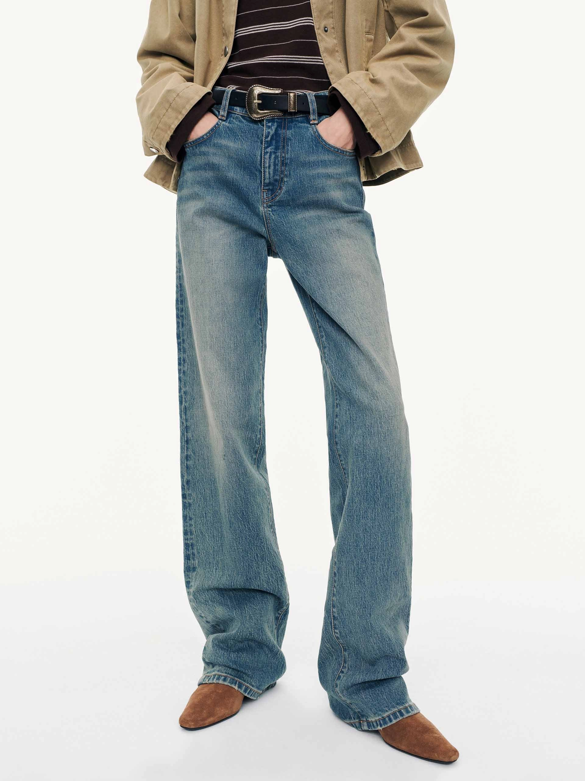 Wash Straight Leg Jeans Minimalist Style Family Style Comfy Body Fit Ready