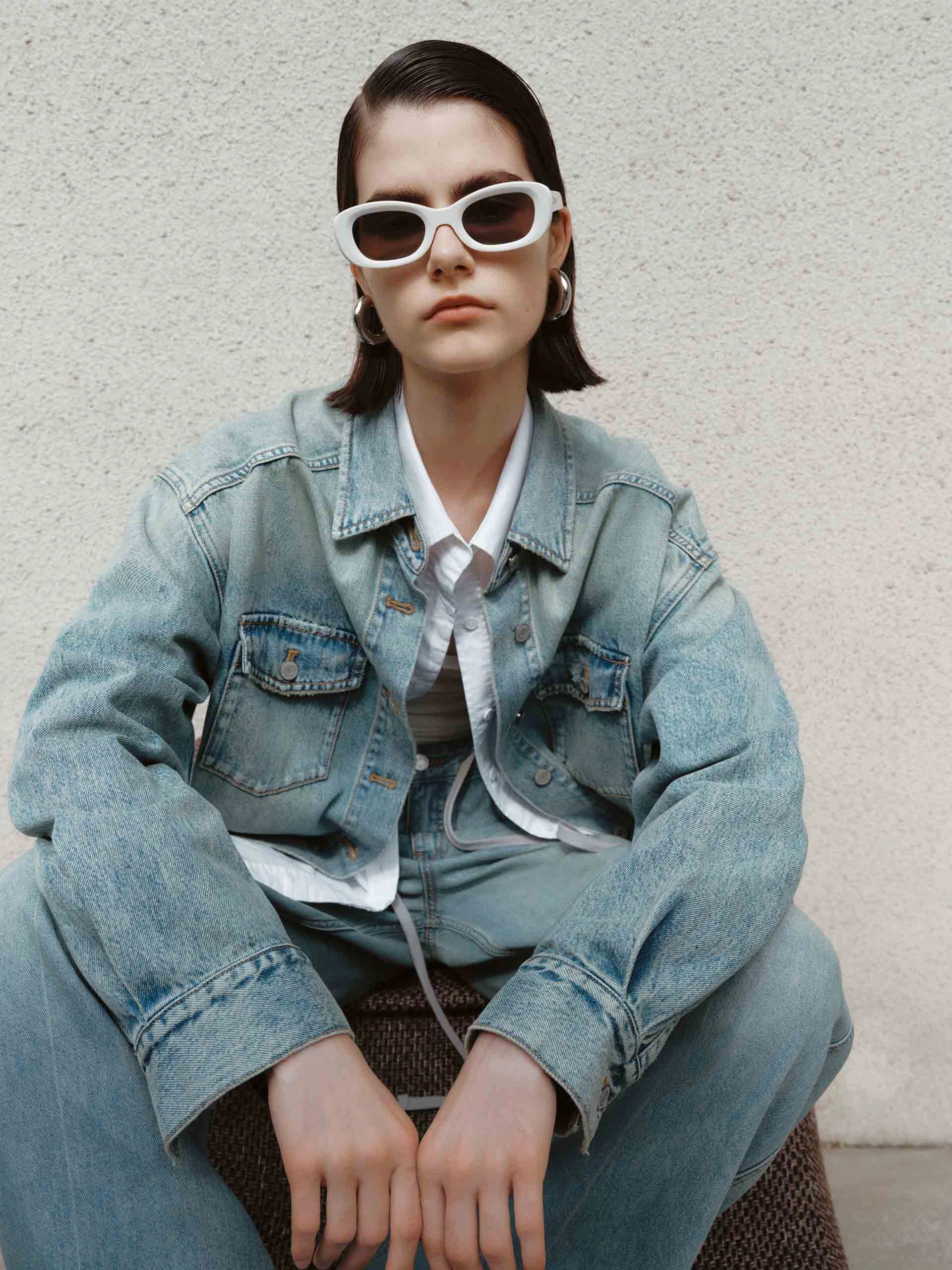 WaterRepellent Finish Blue Wash Denim Shirt