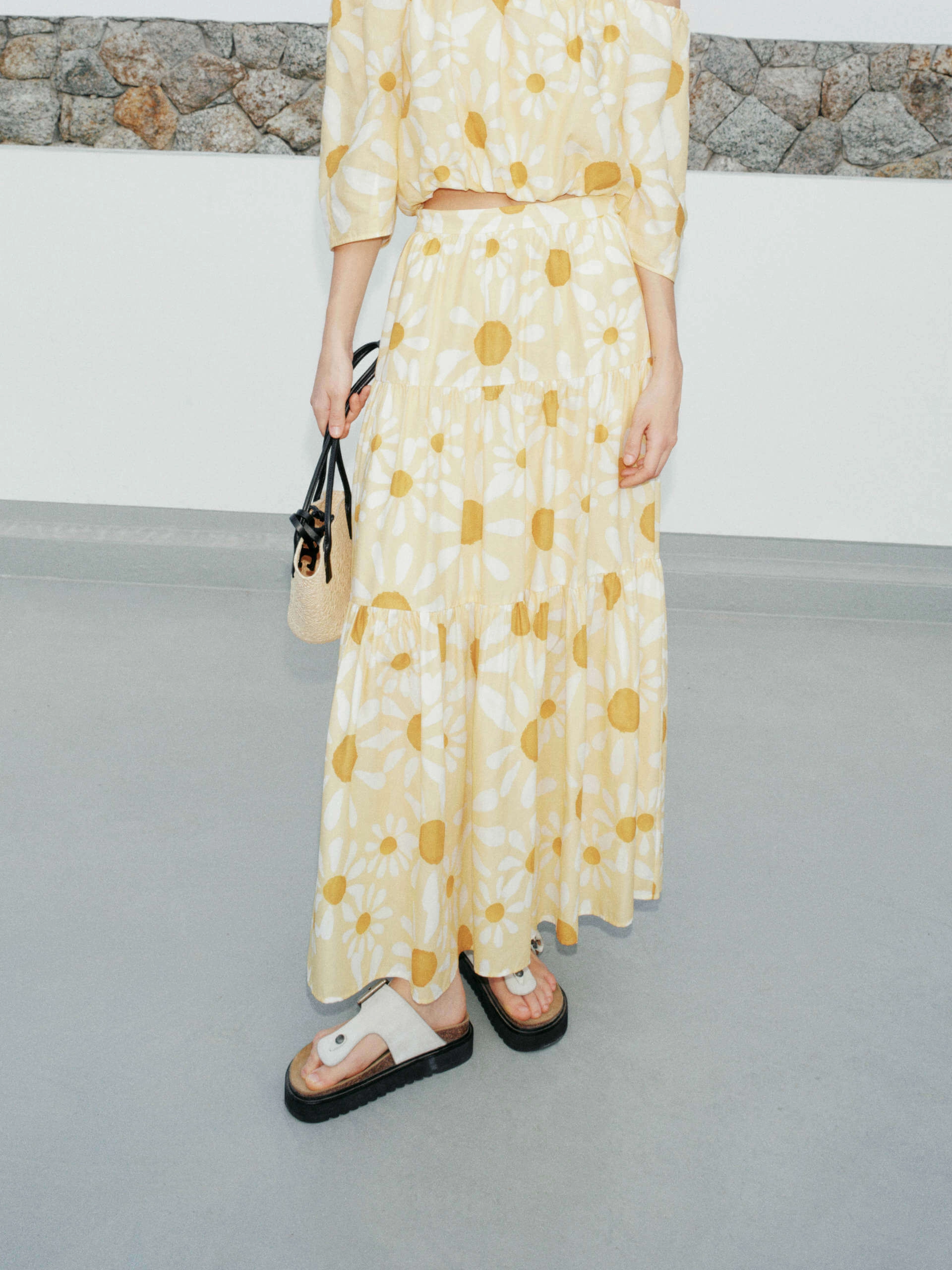 Floral Printed Maxi Skirt Sporty Look