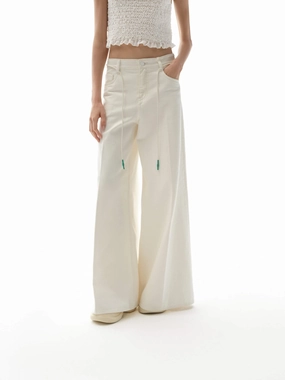 Multi Season Piece Casual Wear Drawstring Detail Wide Jeans