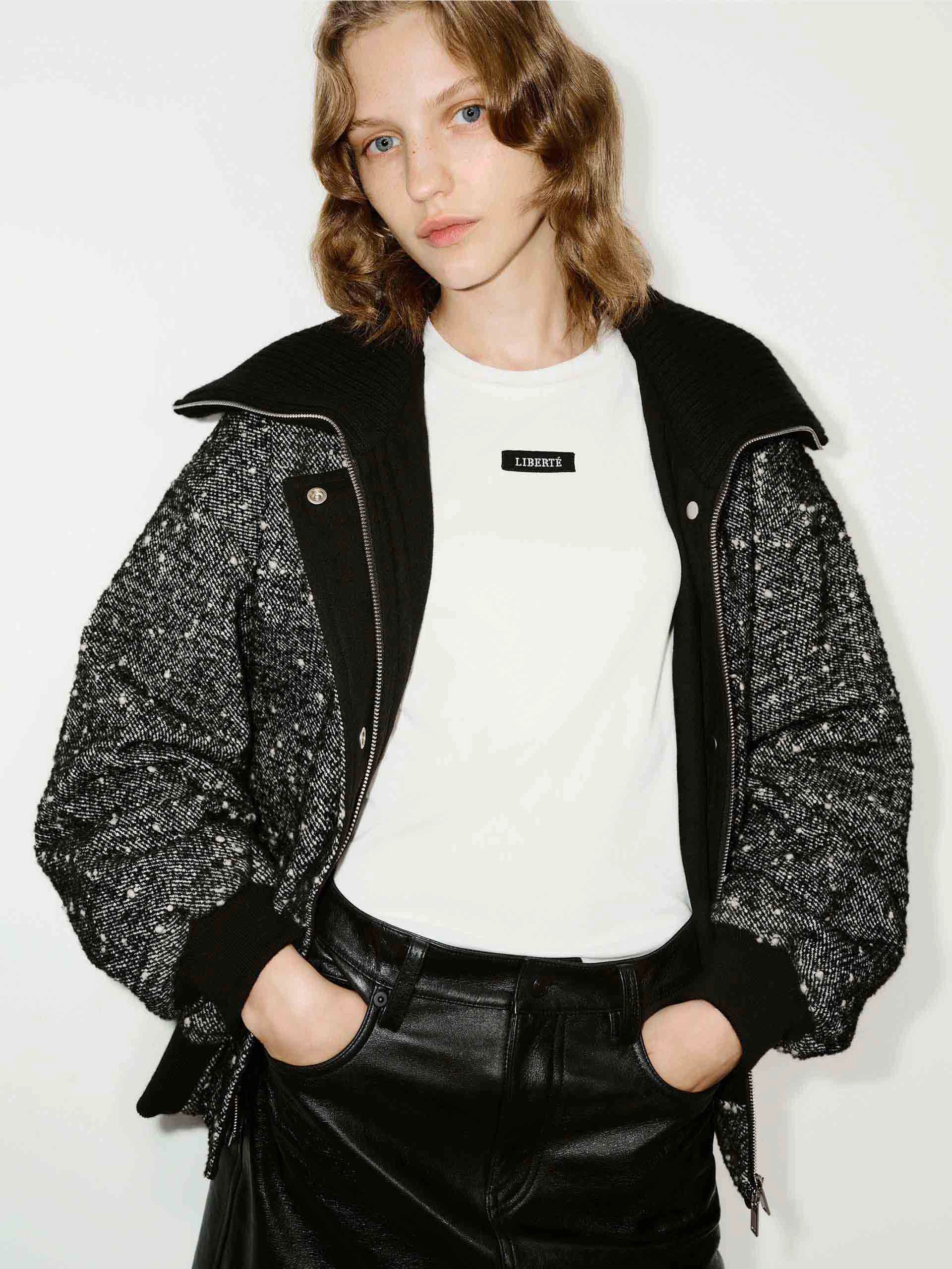 Lapel Marled Textured Jacket Essential Casual Look