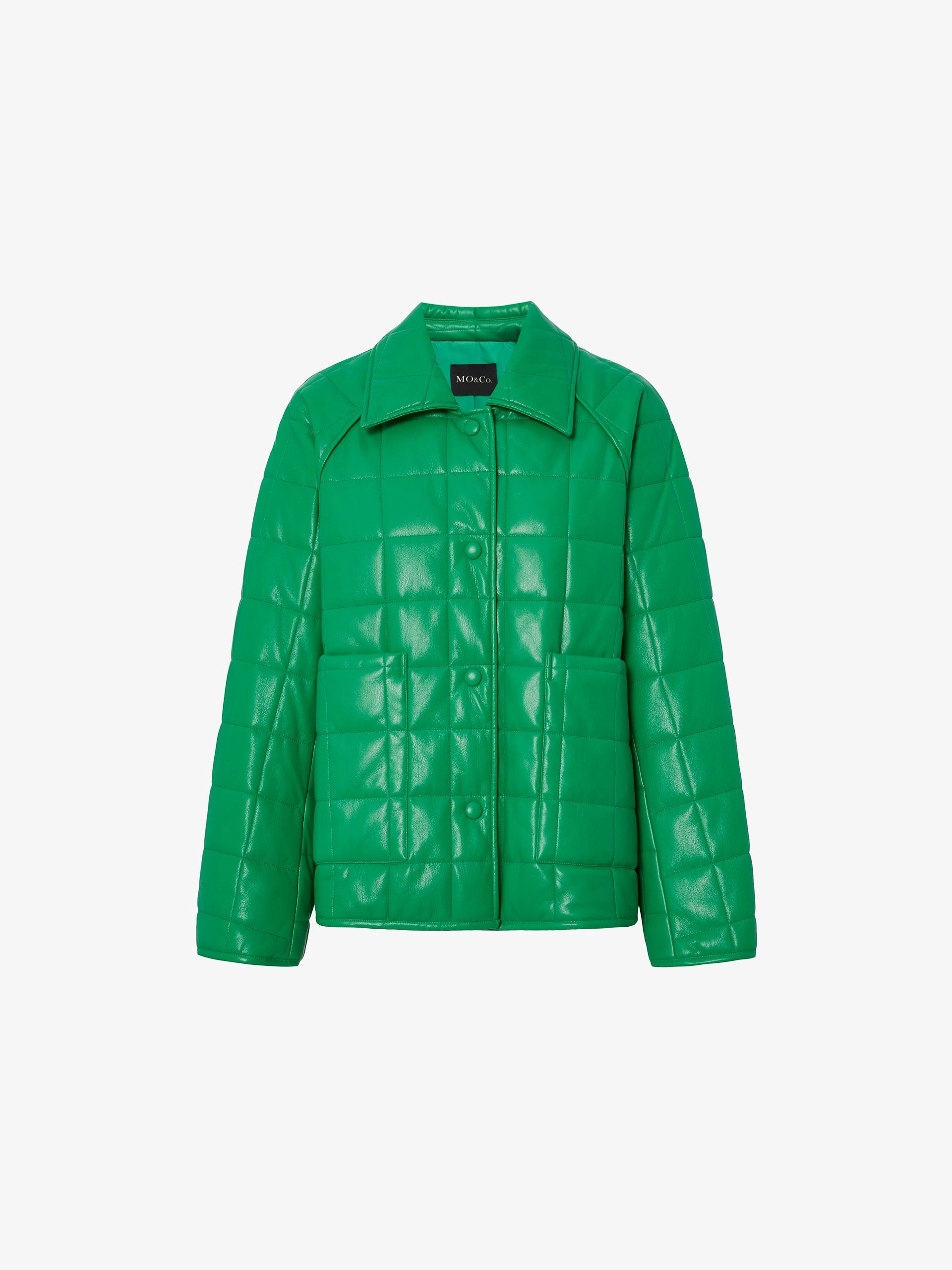 Faux Leather Cropped Jacket Breathable Outer Shell Stretch Paneling
