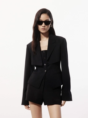Urban Explorer Look Magnetic Fasteners Cropped Blazer with Tailored Tank