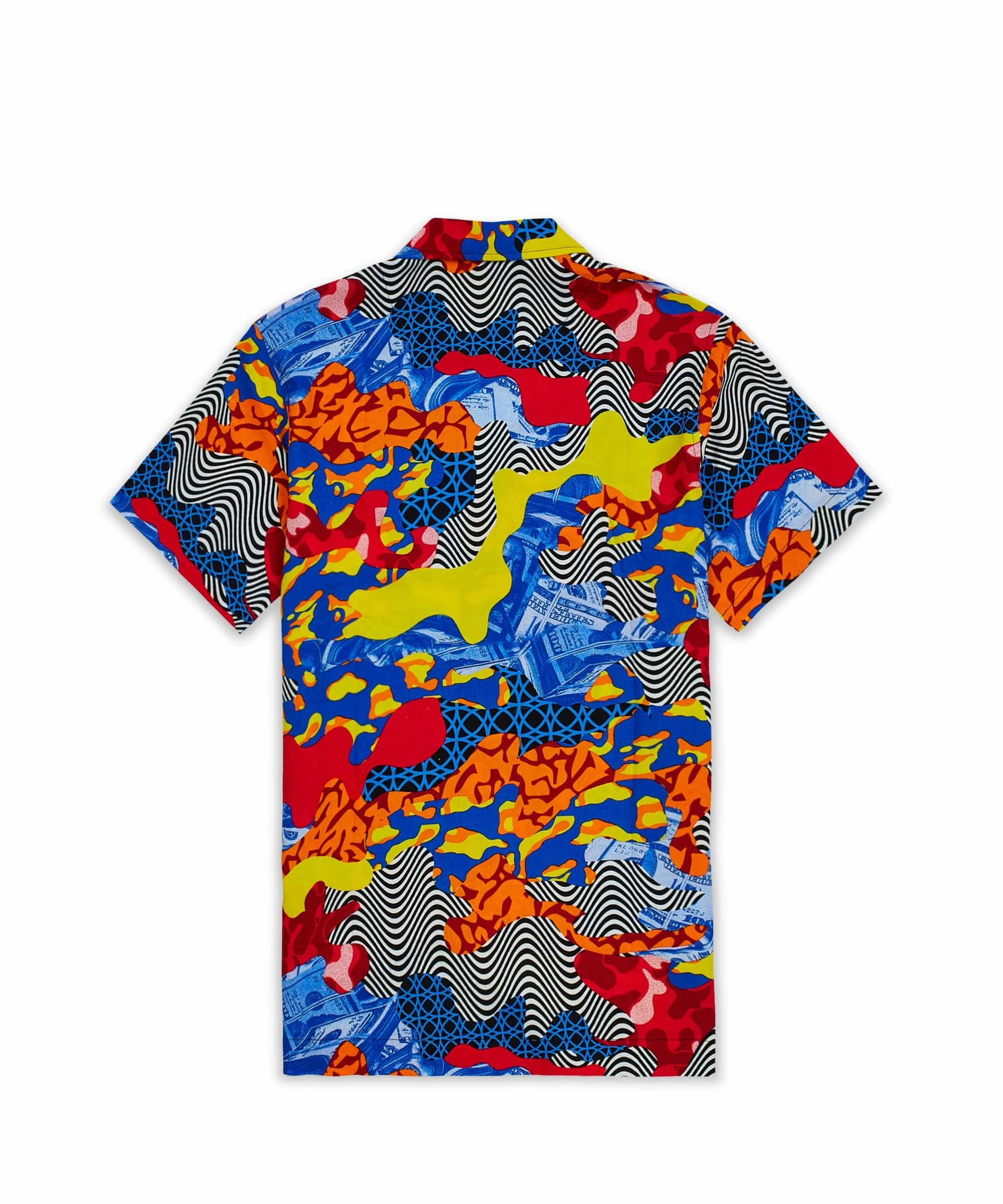 Wavy Allover Print Short Sleeve Shirt Easy Wear Thermochromic Color Shift Tech