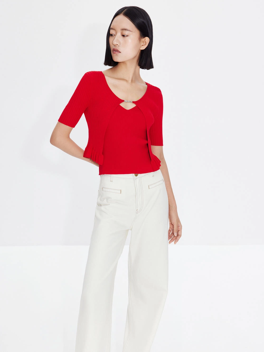 EasyClean Wavy Hem Knitted Cardigan