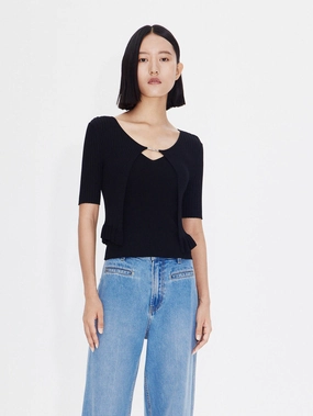 Friction Resistant Finish Sustainable Waterproofing Wavy Hem Knitted Cardigan