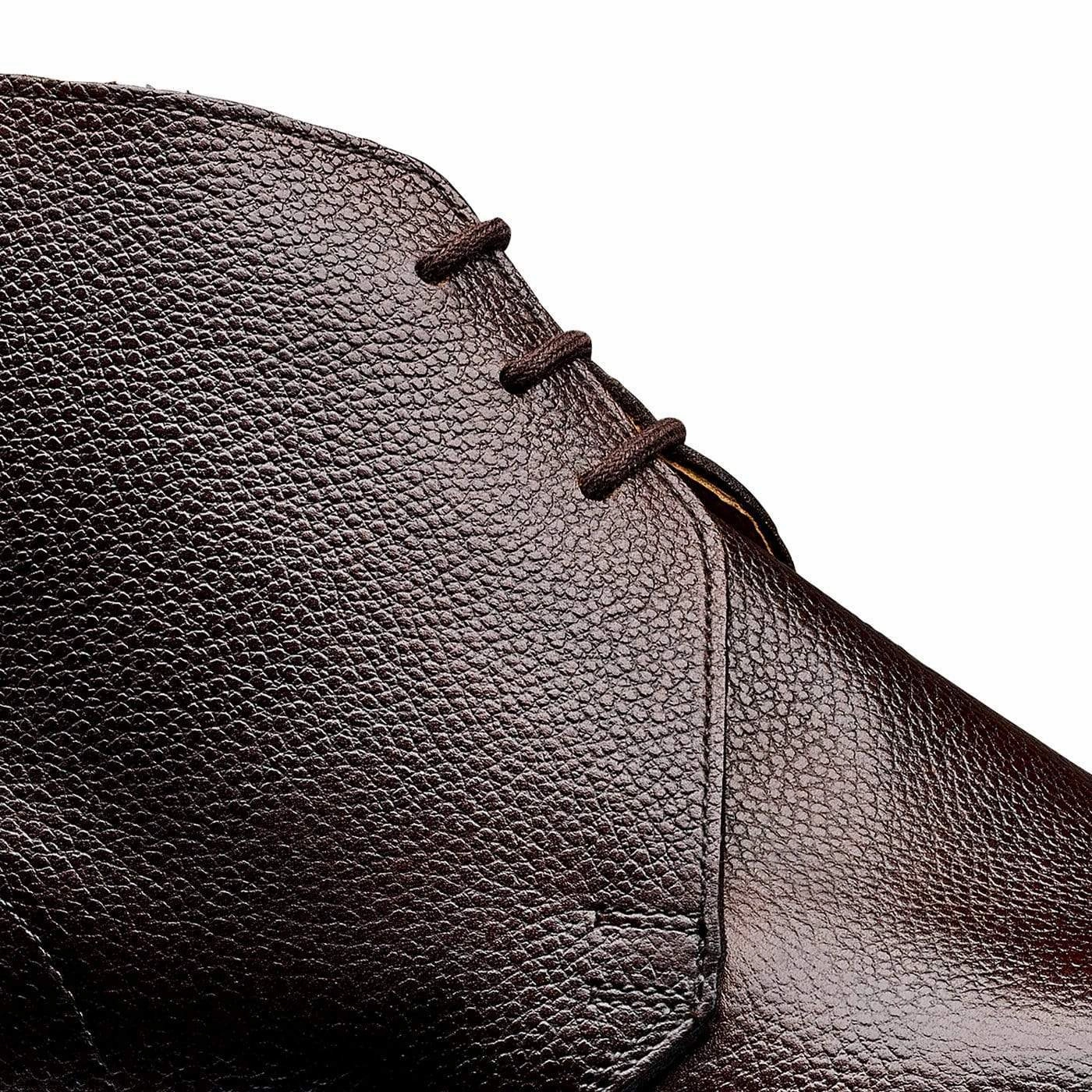 Crisp Finish Chukka Dark Brown Pebble Grain