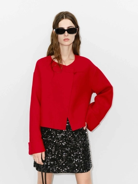 Soft Fleece Interior Cheongsam Buckle Coat