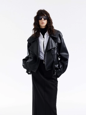 PU Leather Cropped Jacket Easy Wear Ergonomic Armhole Cut