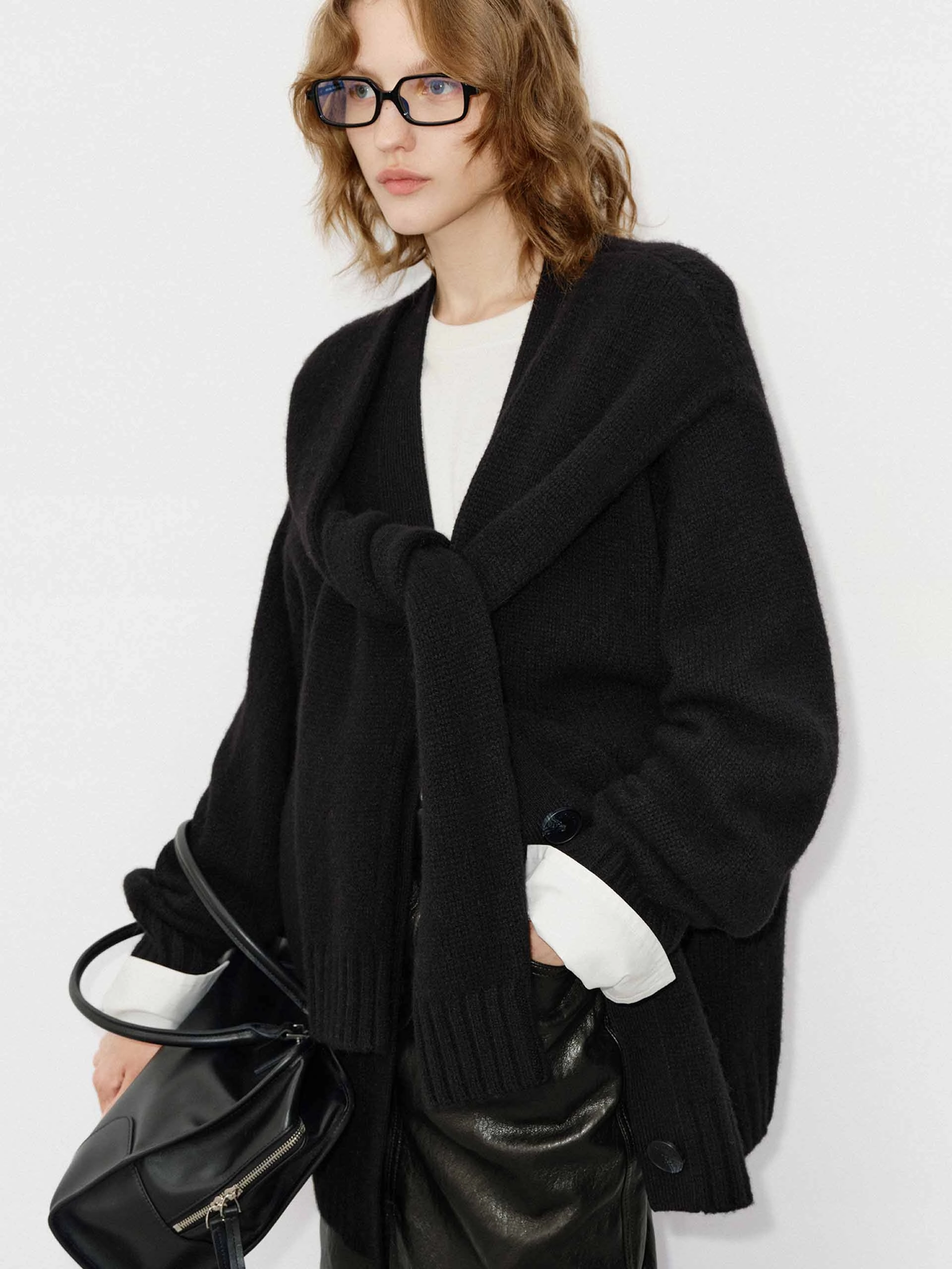 Summer Dress Layered Placket Design Include Alpaca Loose Cardigan