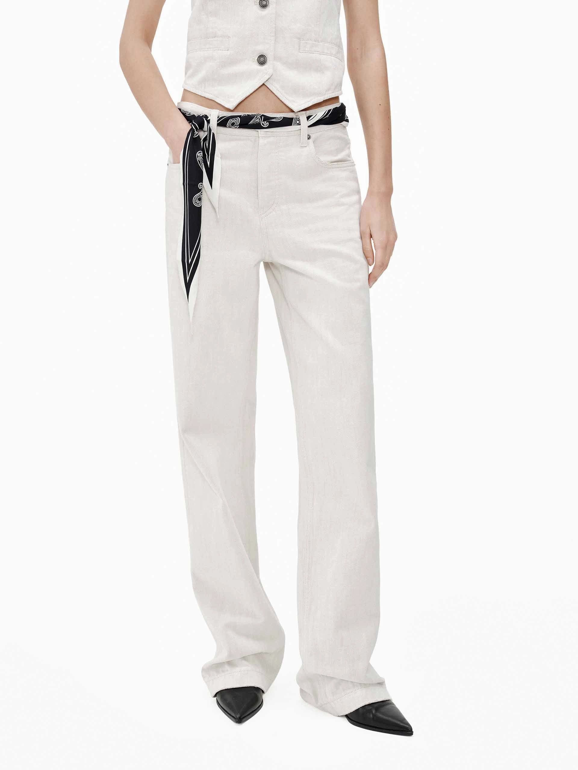 White Denim Straight Jeans Relaxed Taper
