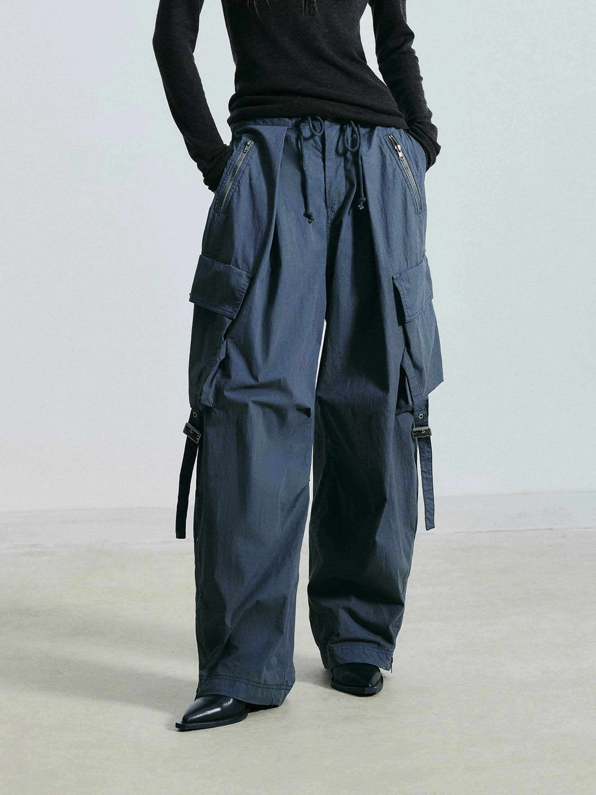 Wide Leg Cargo Pants Light Wear Fit Tear Resistant Fabric