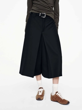 Wide Leg Cropped Trousers Body Movement Basic Utility