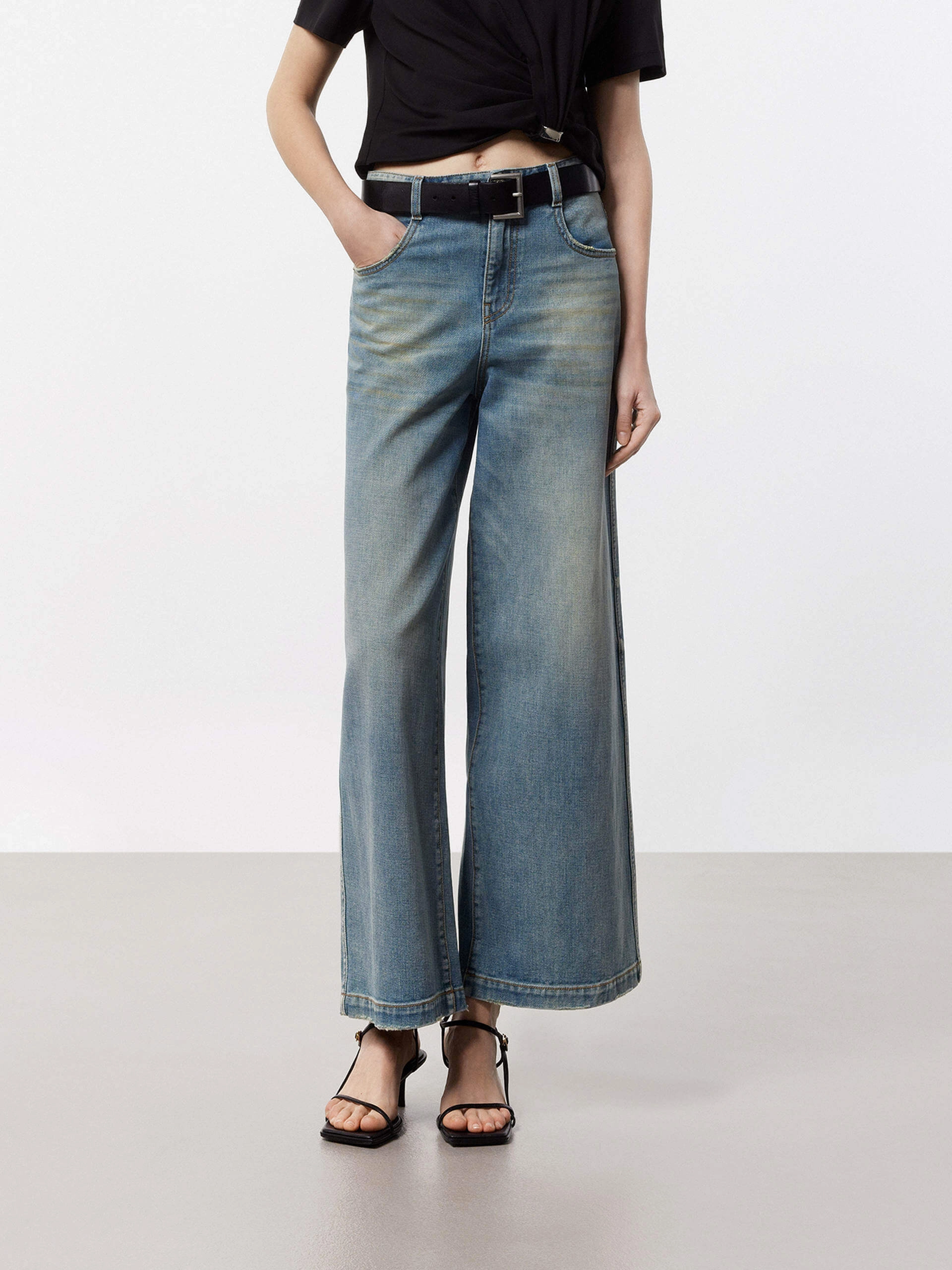 Weekend Ready Recycled Cotton Blend Wide Leg Denim Jeans