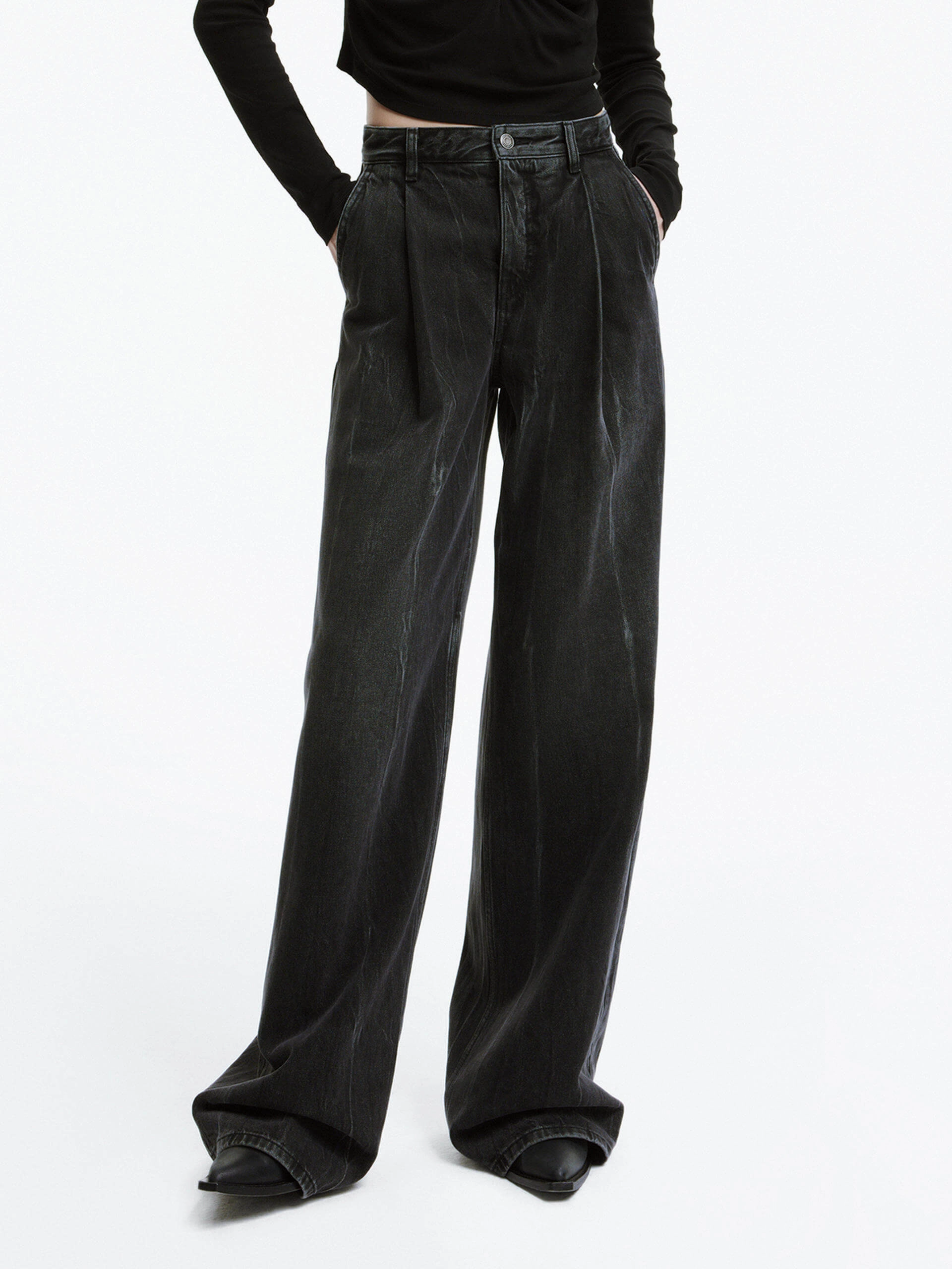 Festival Outfit Comfy Timeless Option Wide Leg Pleated Jeans