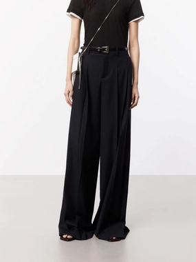 Polyester fabric Relaxed fit wear Wide Leg Pleated Pants