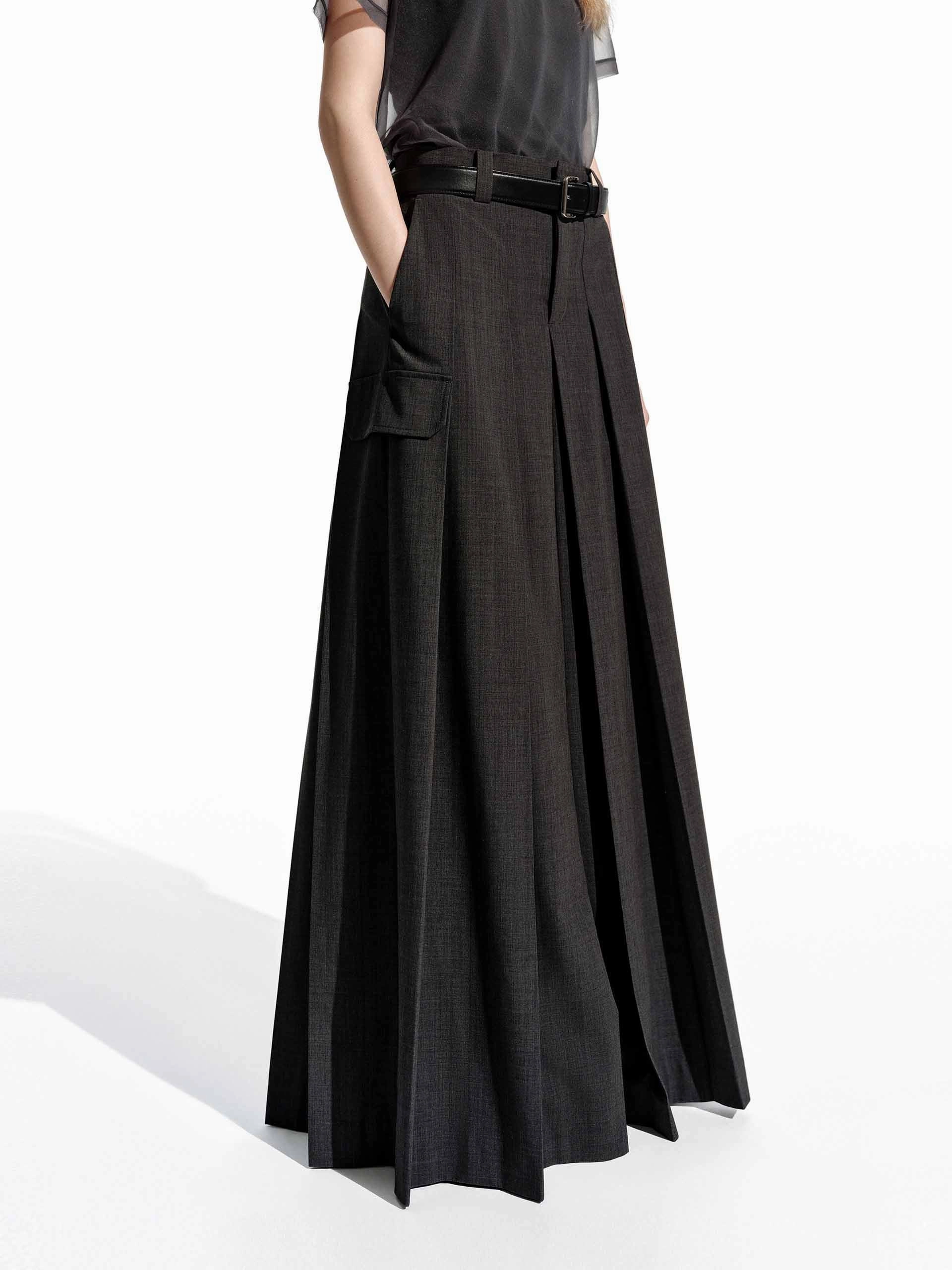 Structured fabric Wide Leg Pleated Pants
