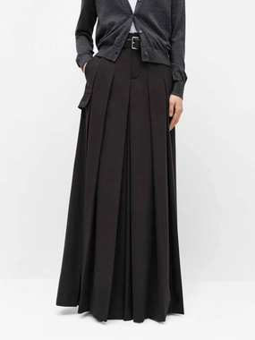 Wide Leg Pleated Pants Easy Stretch