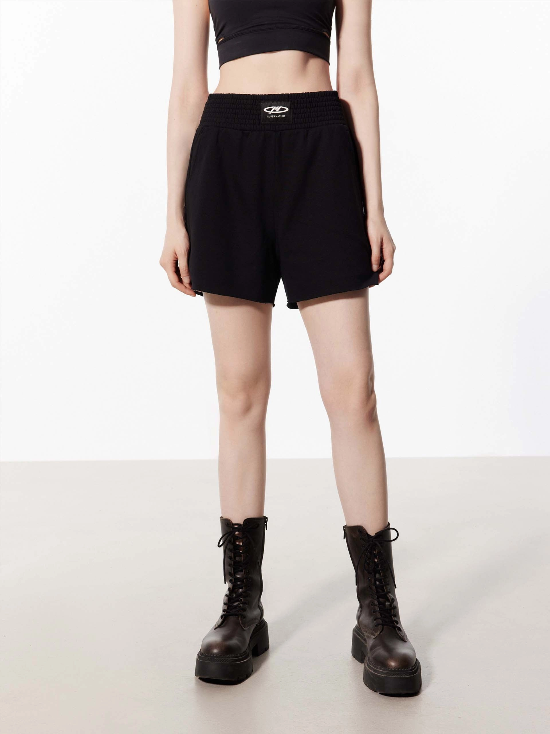 relaxed shape Wide Waistband Casual Shorts