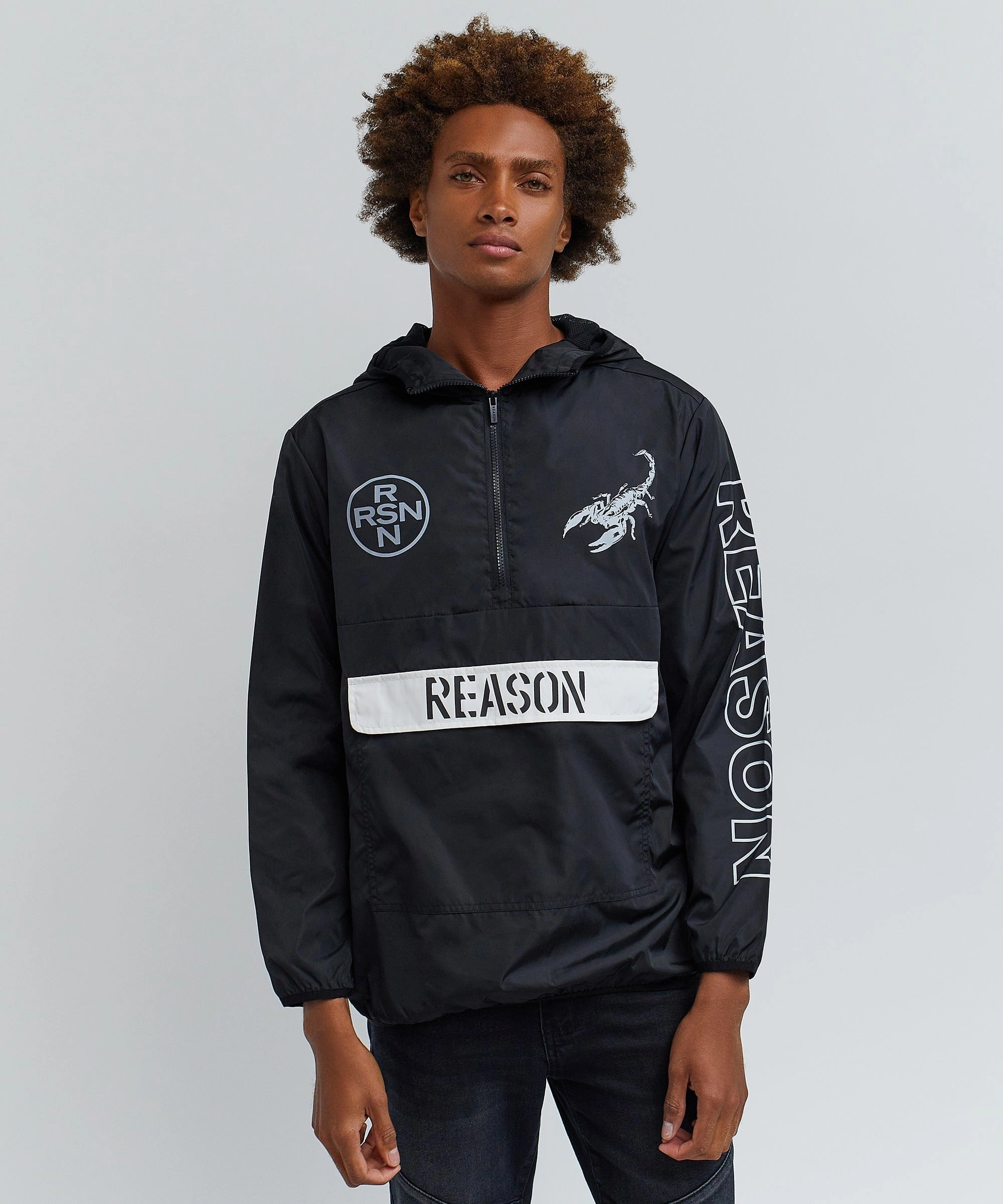 Scorpion Half-Zip Pullover Jacket - Black Collapsible Packable Design