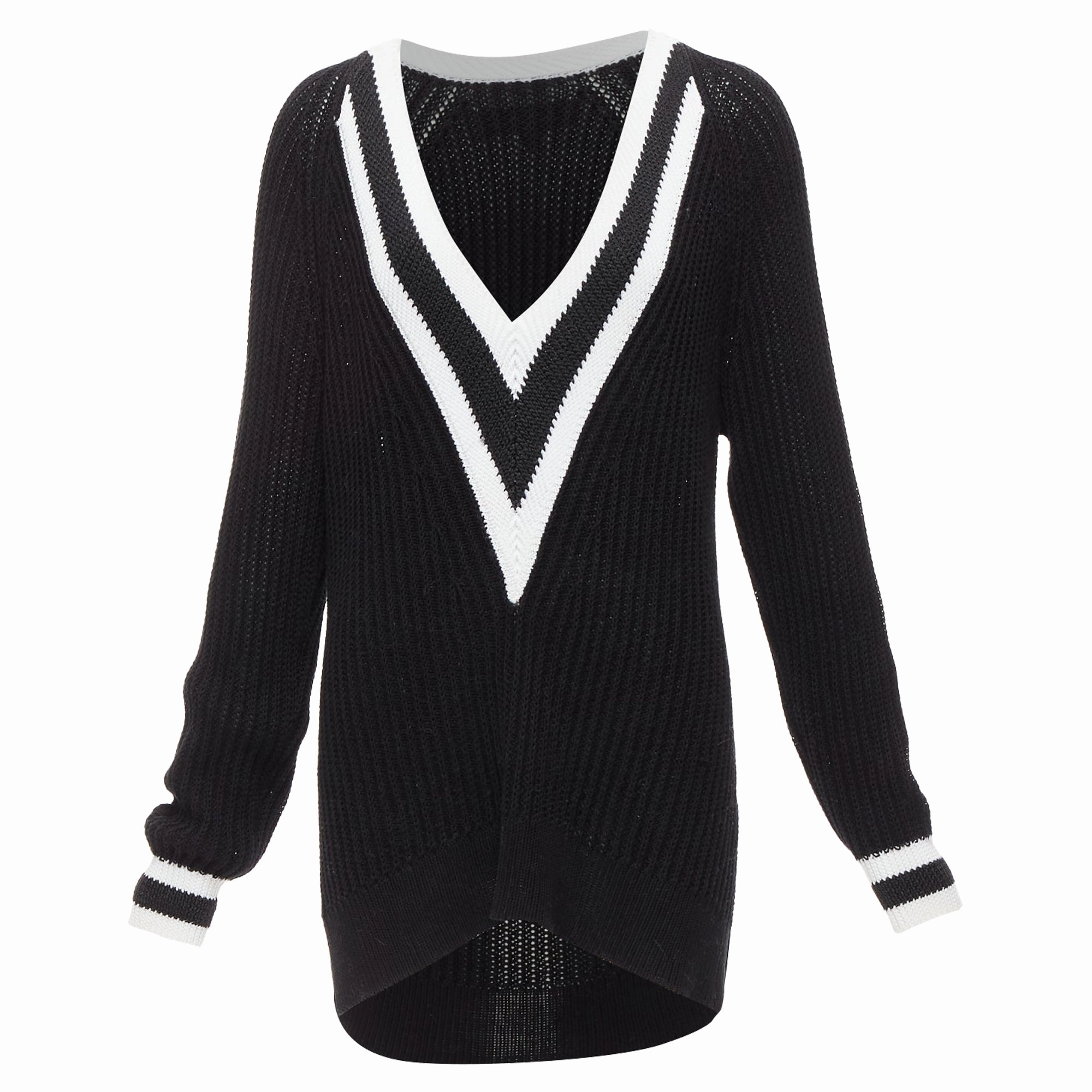 Rag & Bone Cotton Deep V Raglan Sleeve Varsity Sweater Lightweight Comfort
