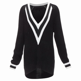 Rag & Bone Cotton Deep V Raglan Sleeve Varsity Sweater Lightweight Comfort
