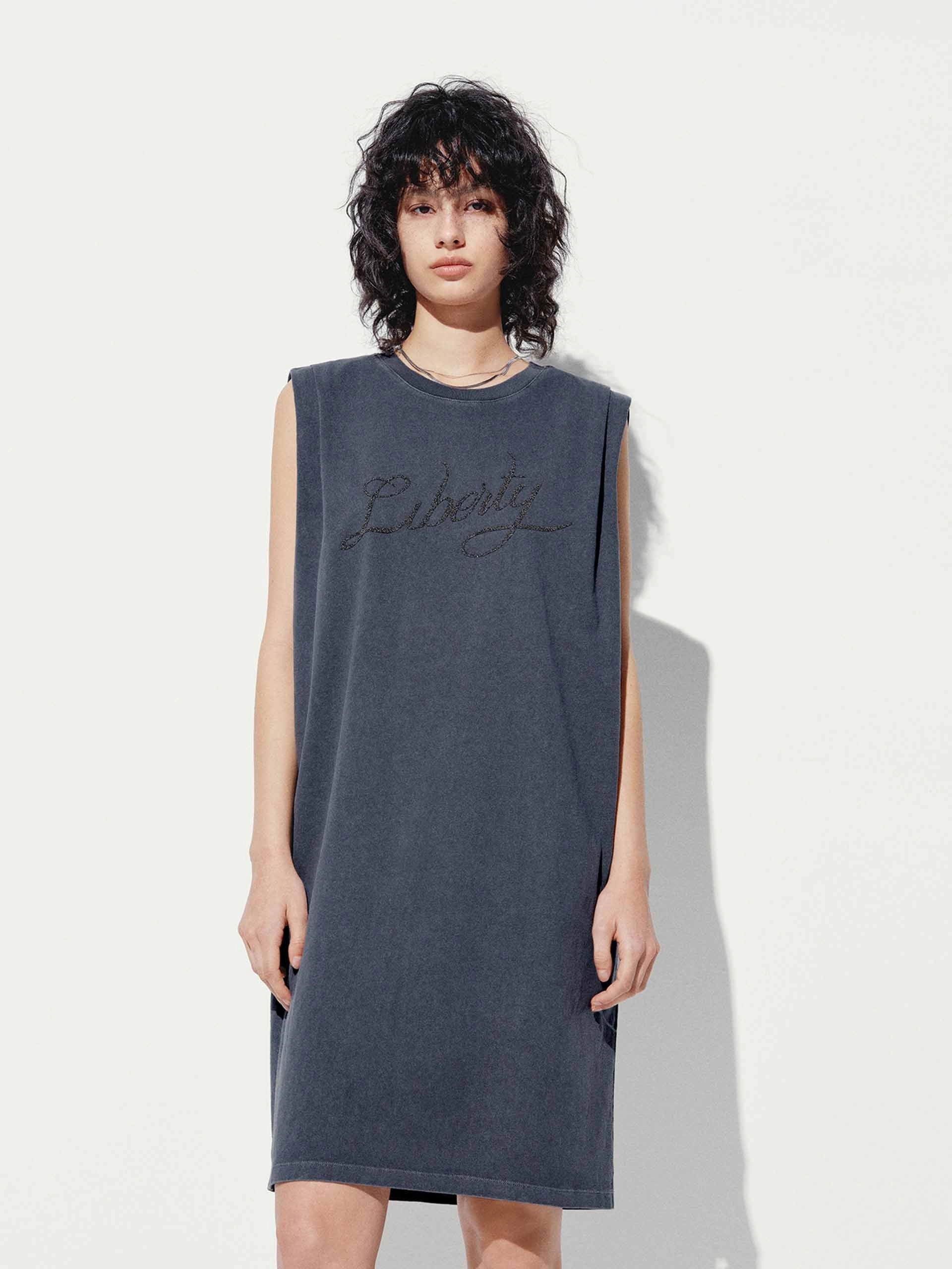 Music-Concert Soft color Sleeveless Cotton Dress