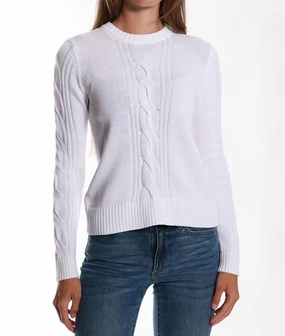 Cotton Cable Cashmere Sweater In White Winter Style Chilly Layer