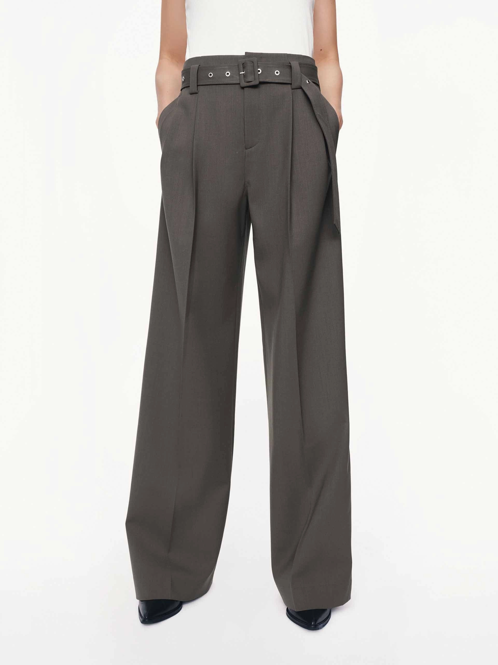 Timeless Comfort Fit Wear Resistant Fabric With Belt Straight Trousers