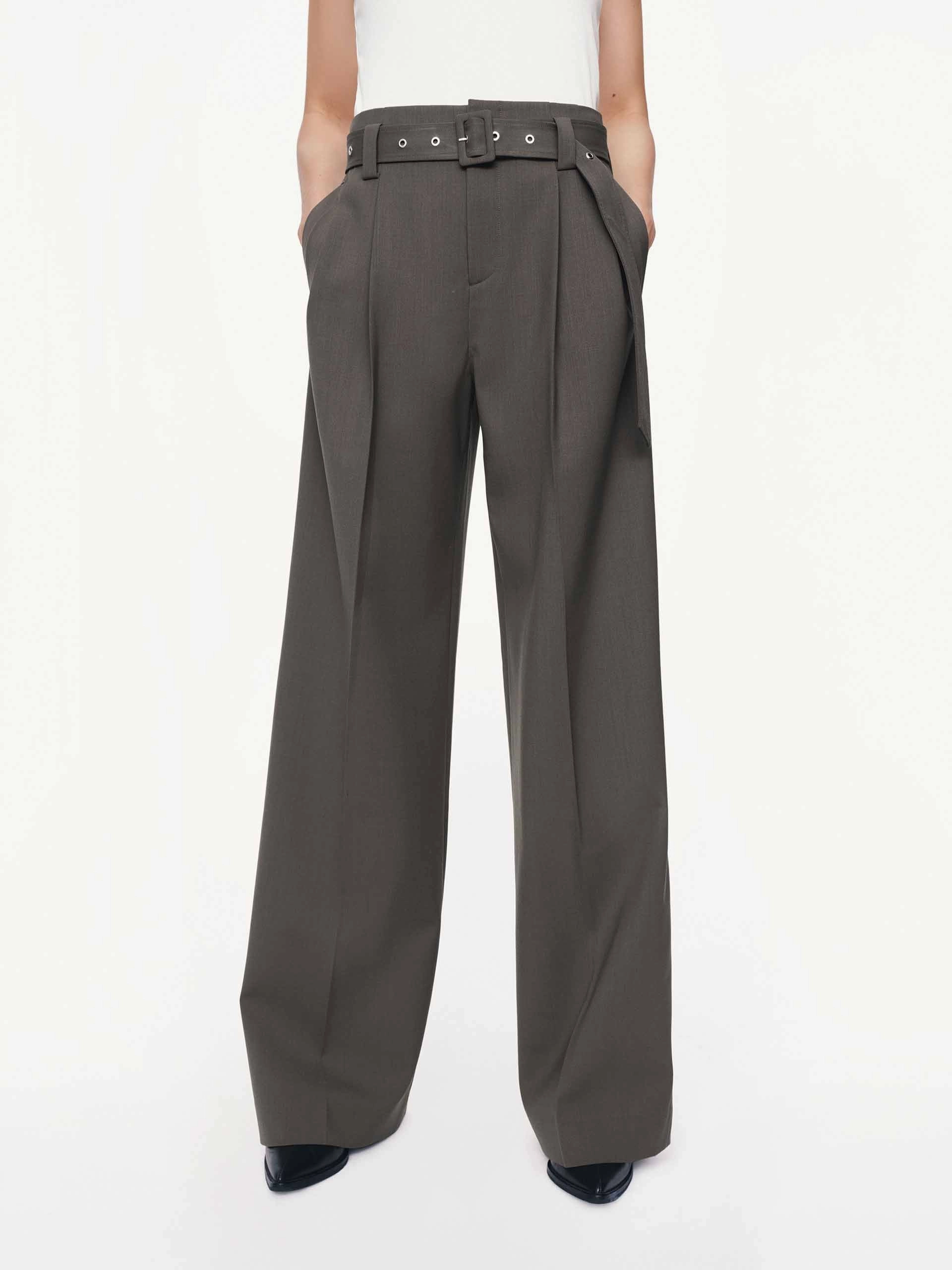 With Belt Straight Trousers Weather Ready