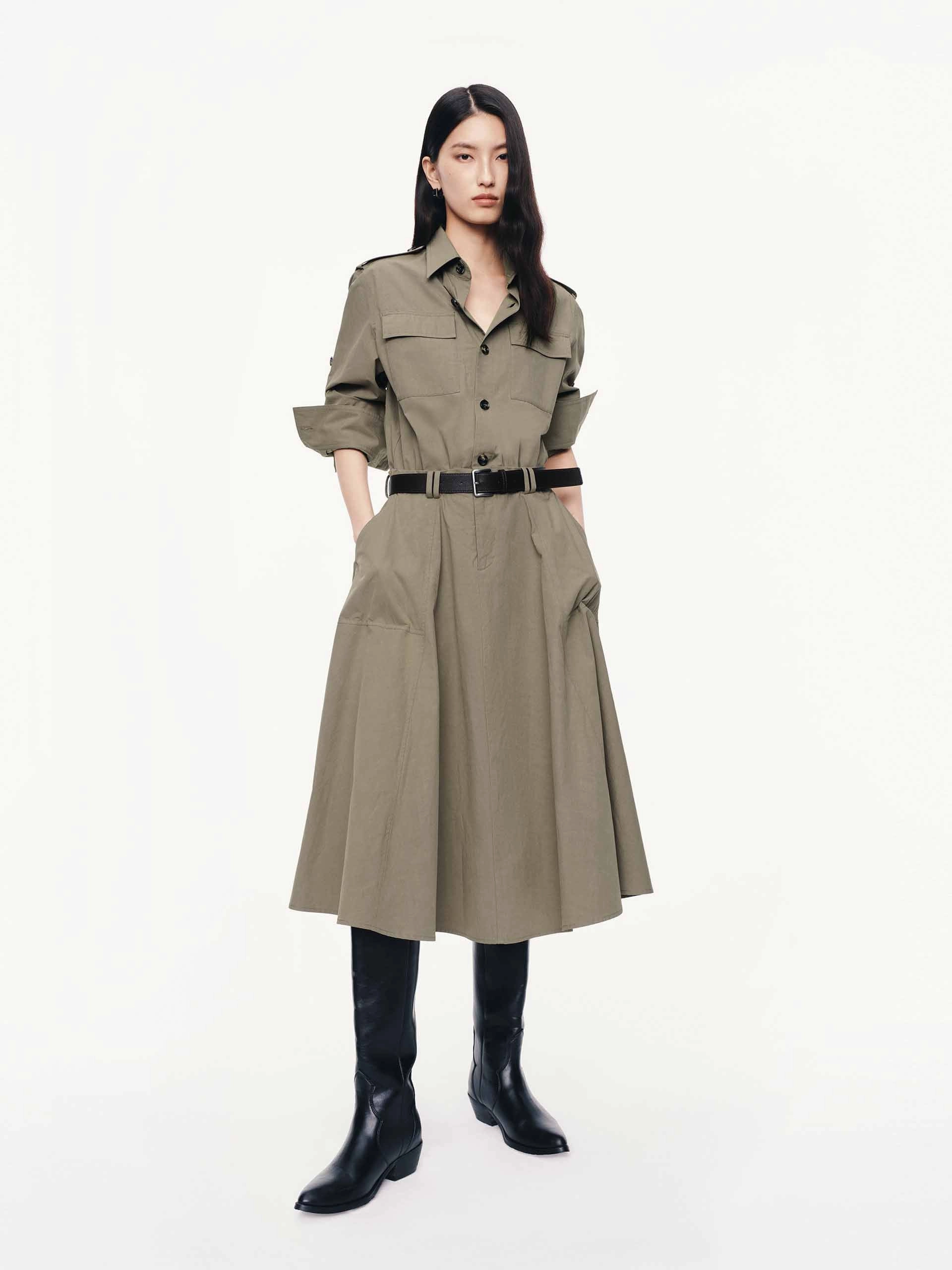 With Belt Trench Dress Day Romance