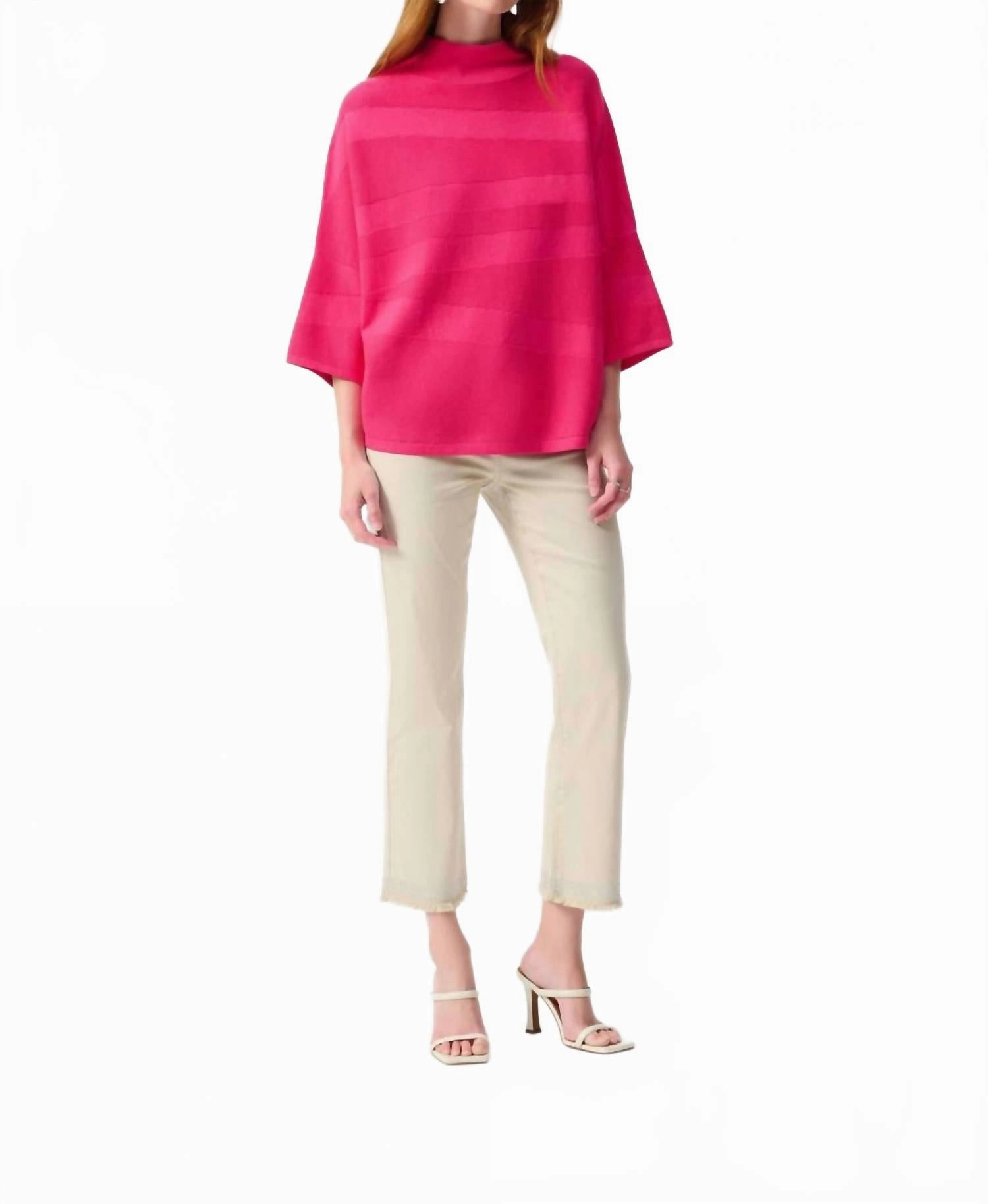 Women's 3/4 Sleeve Mock Neck Sweater In Geranium Casual Layering