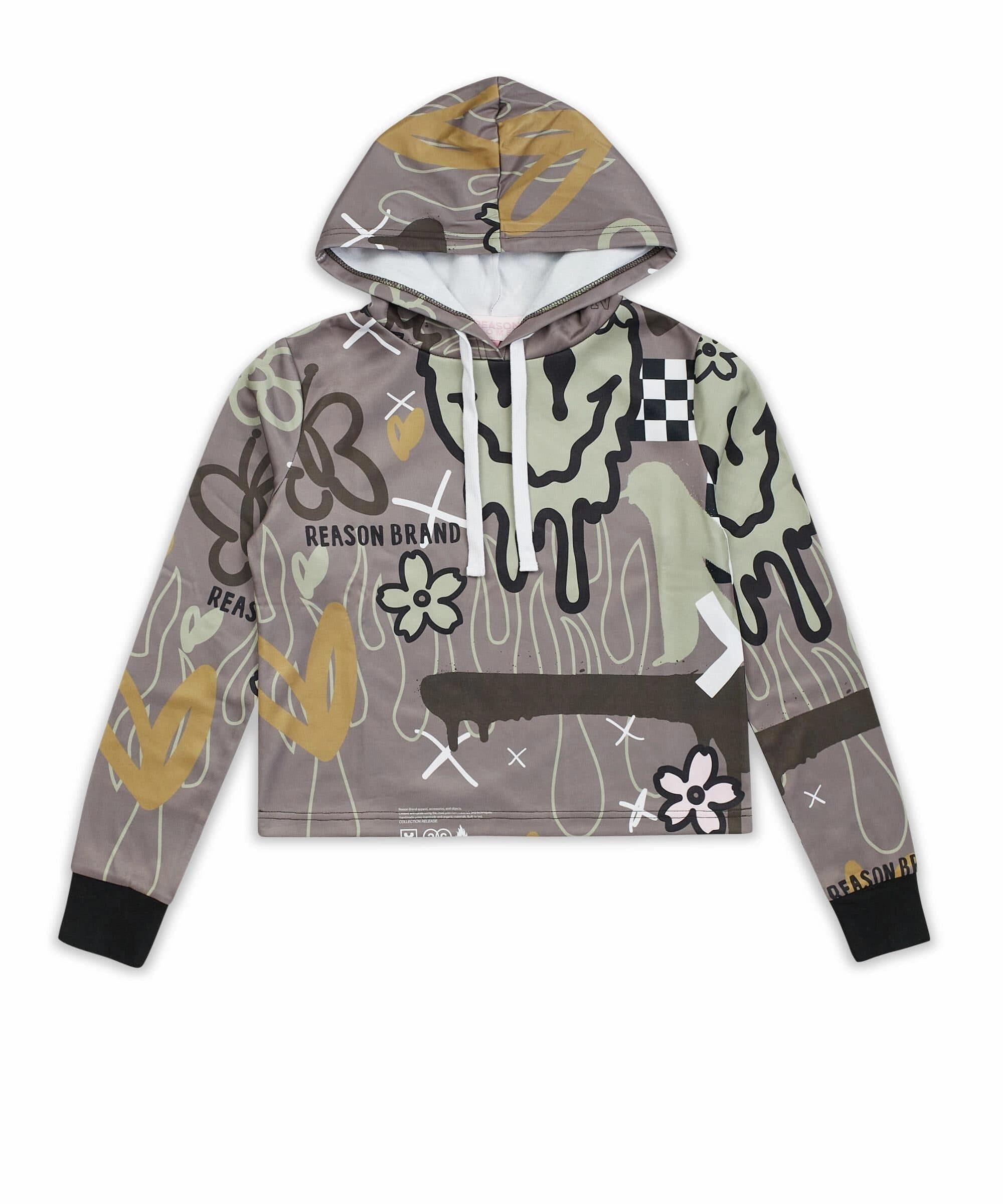 Womens Daisys Hoodie Wrinkle Resistant Treatment Adjustable Collar System