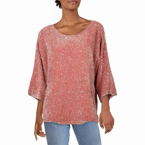 Womens Jewel Neck Knit Sweater Everyday Layer