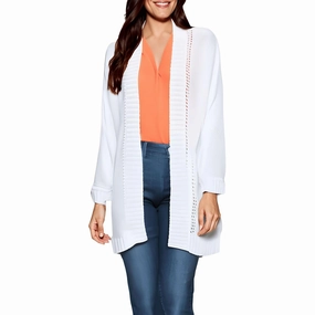 Womens Ribbed Trim  Acrylic Cardigan Sweater Comfortable Style