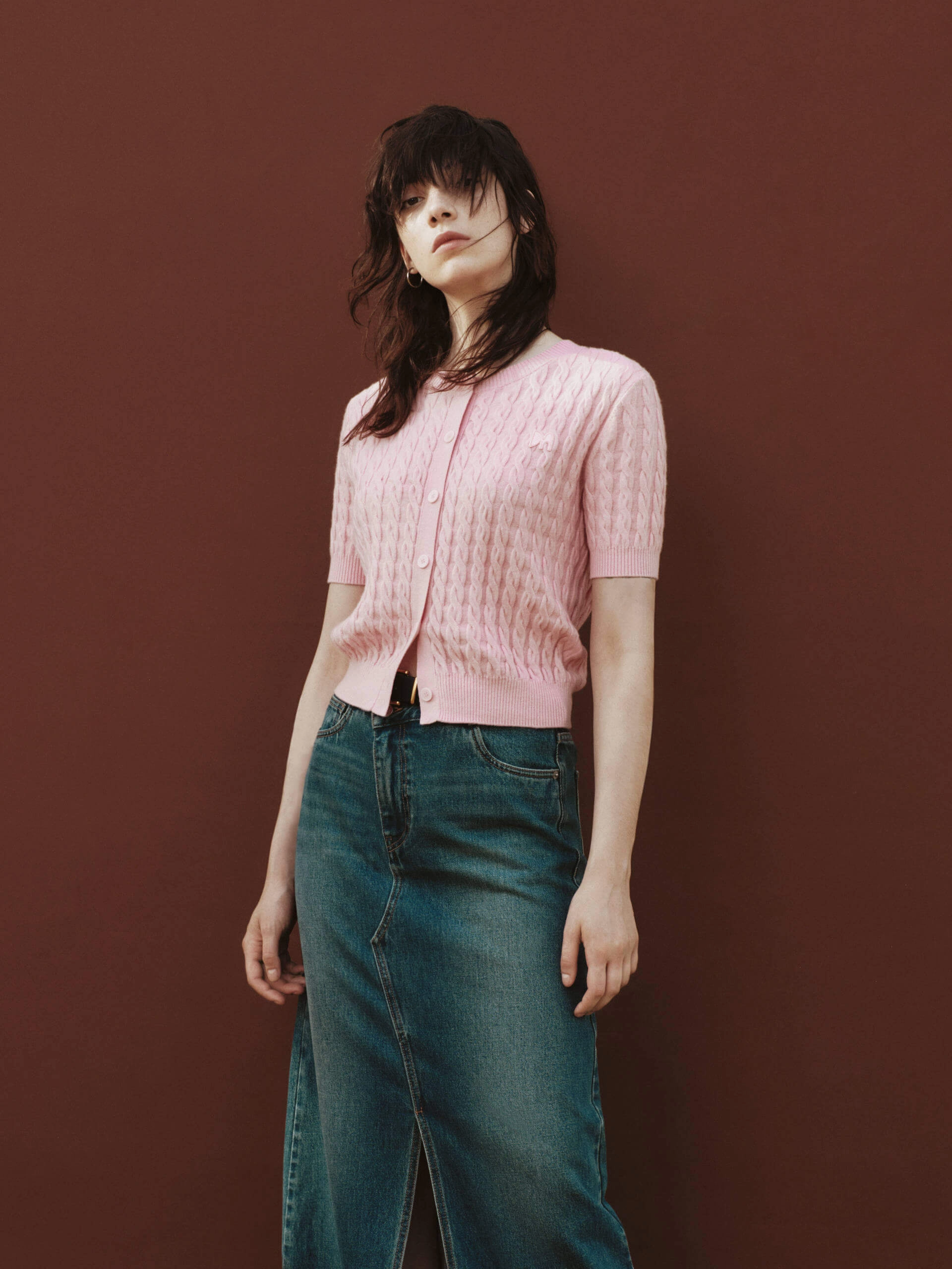 EcoFriendlyMaterial Wool and Cashmere Cable Knit Cardigan
