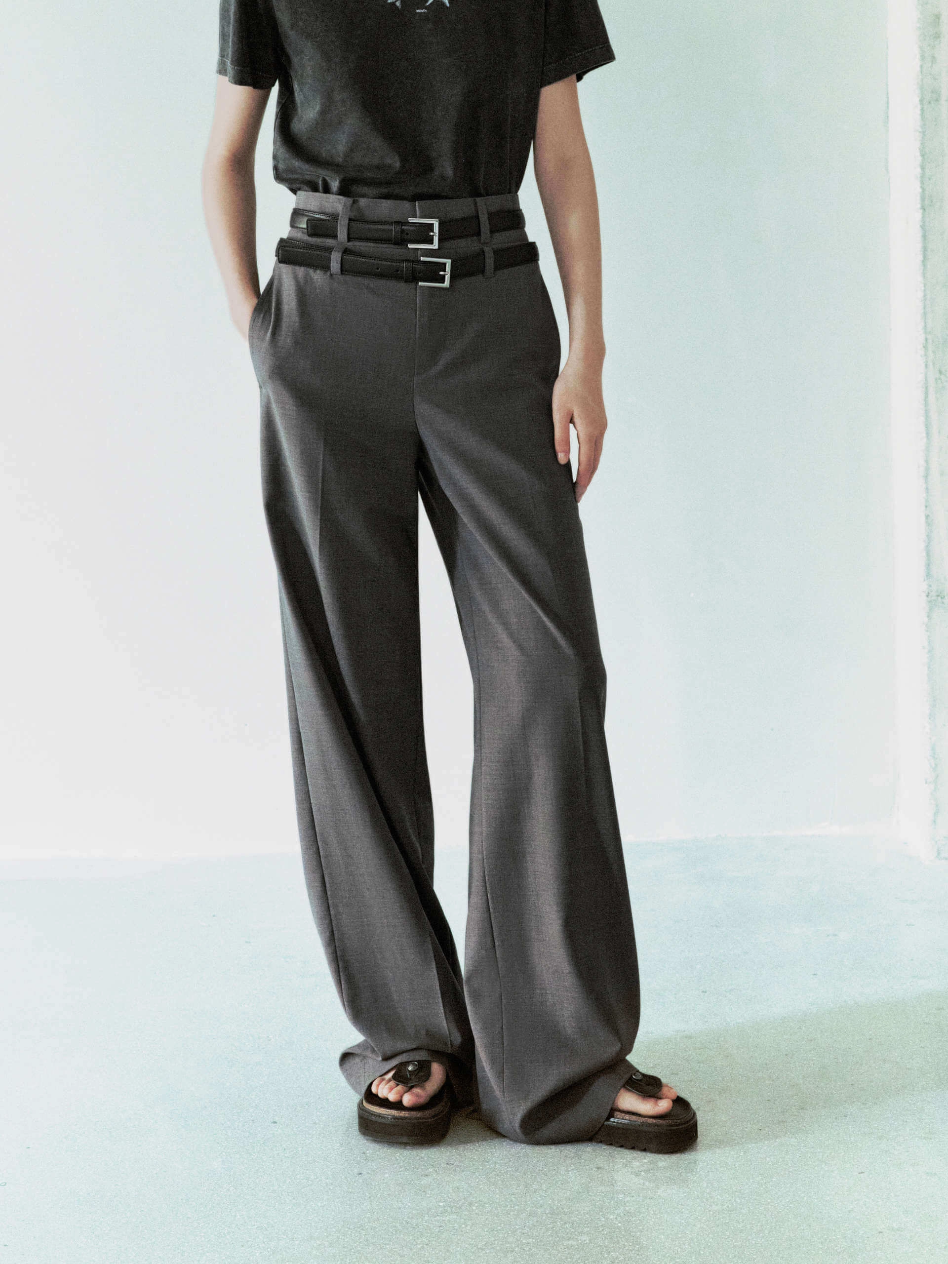 Wool Blend Belt Pants Durable Utility